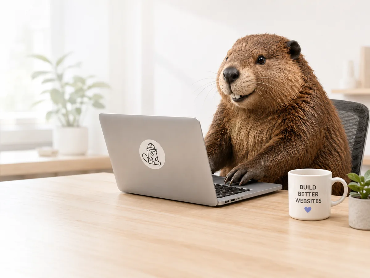 A bright workspace used as the visual direction for the Hey Beaver website preview service.